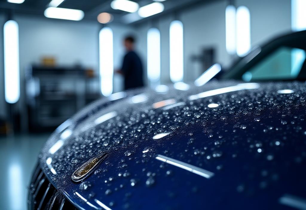 Interno officina detailing premium Roma